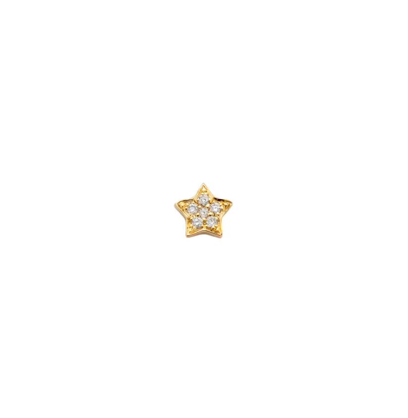 14K Single Star Stud with Diamonds