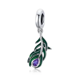 925 Sterling Silver Peacock Feather Pendant For Diy Bracelet Or Necklace