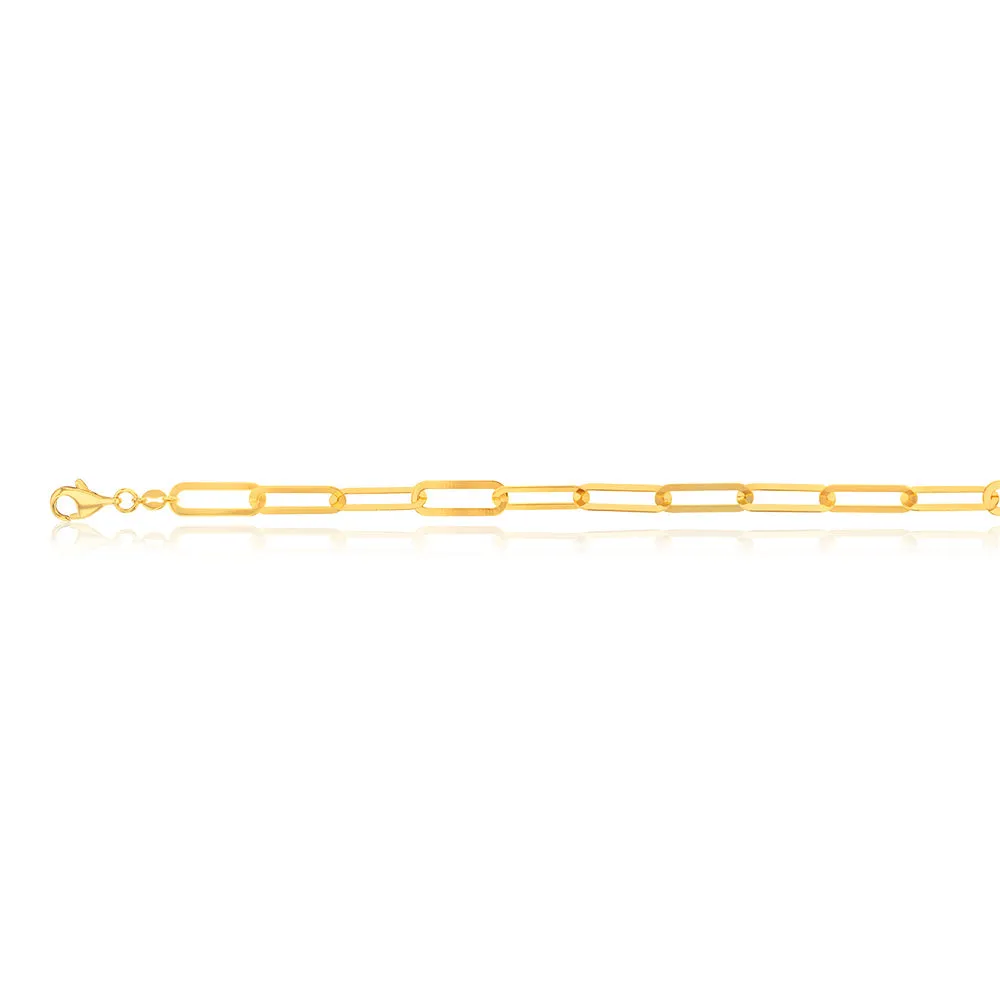 9ct Yellow Gold Silverfilled Paperclip Link 19.7cm Bracelet