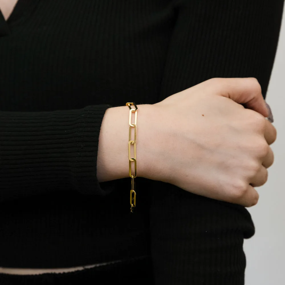 9ct Yellow Gold Silverfilled Paperclip Link 19.7cm Bracelet