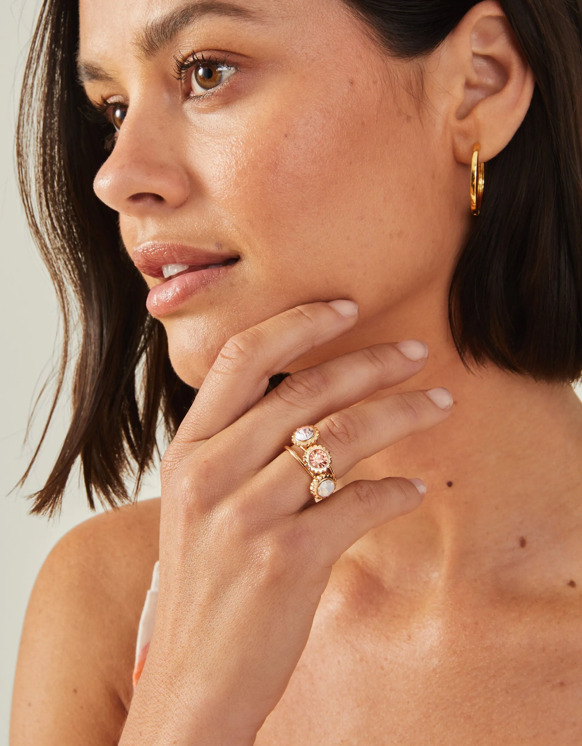 Accessorize London Women's Pave Jewel Rings Pack Of 3-Small