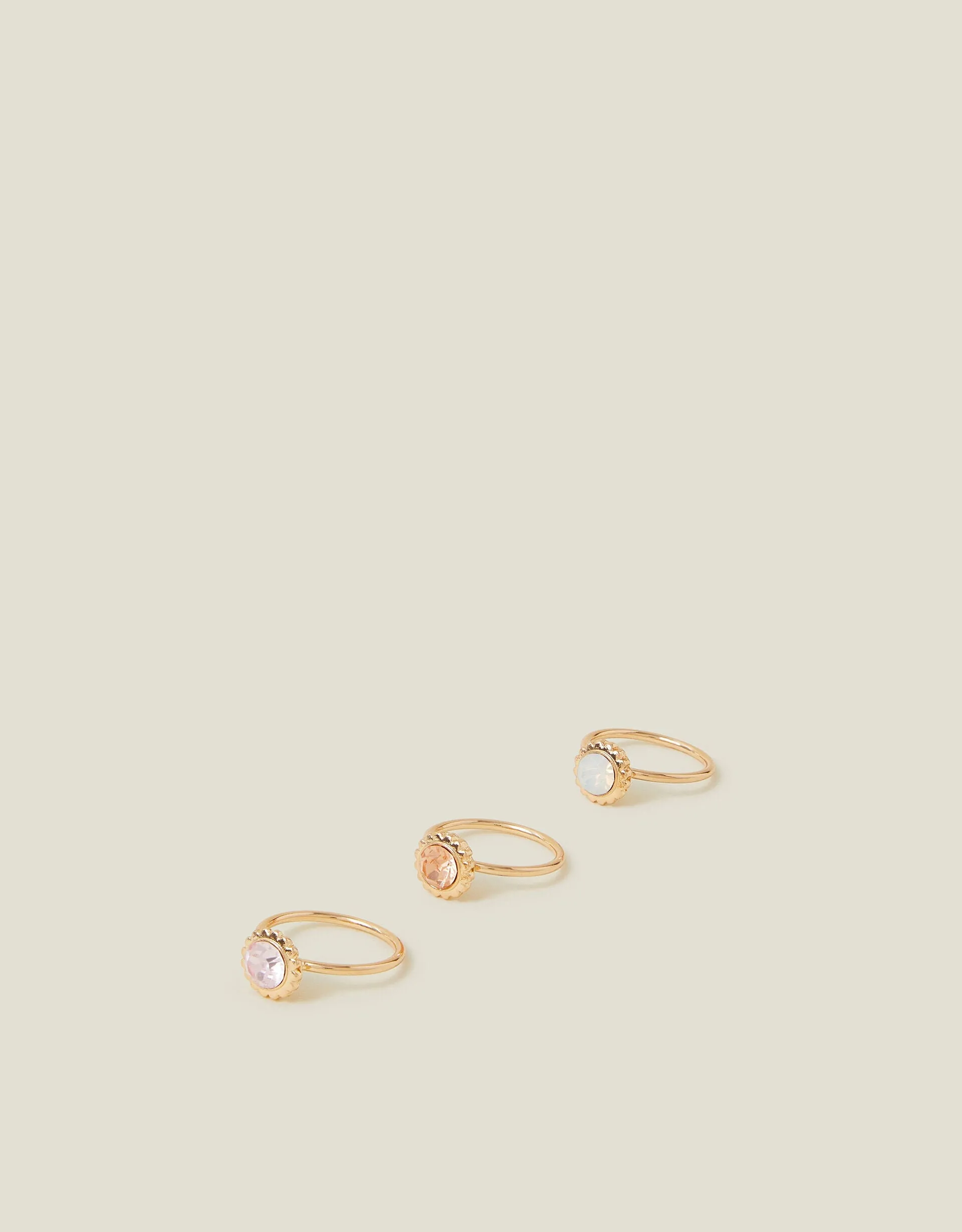 Accessorize London Women's Pave Jewel Rings Pack Of 3-Small