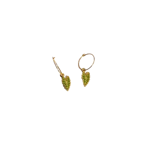 Alocasia Polly Leaf Plant Hoop Earrings