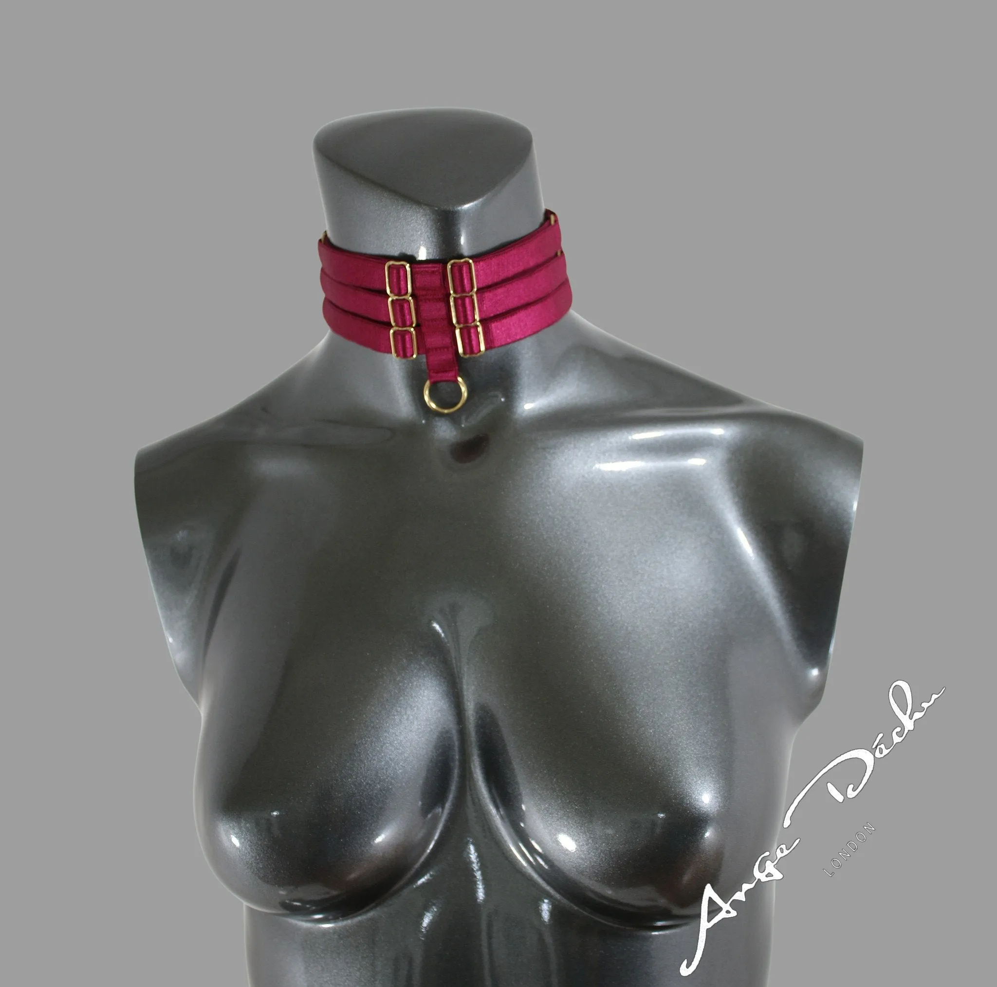 Choker red sexy boudoir body harness dance club wear
