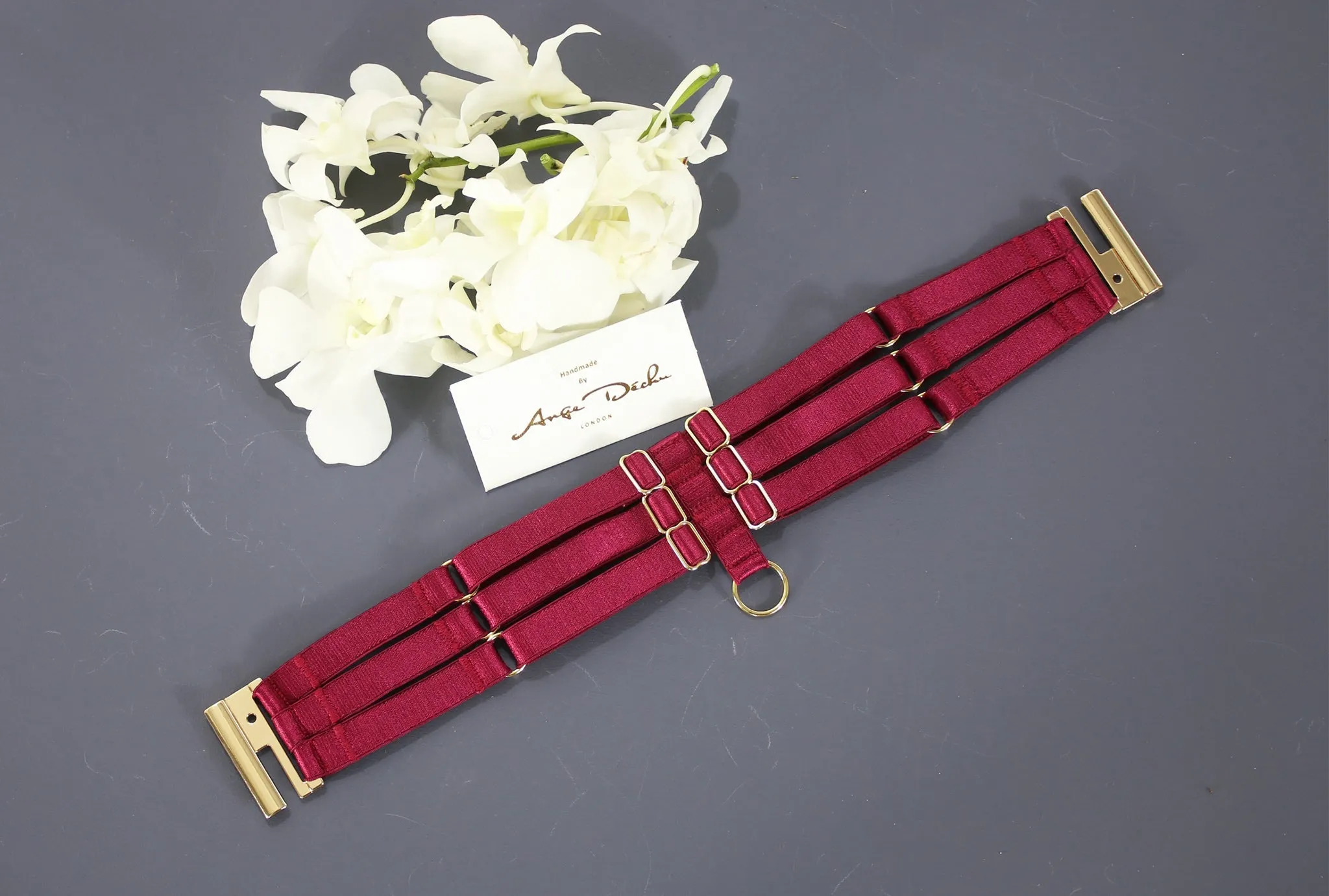 Choker red sexy boudoir body harness dance club wear