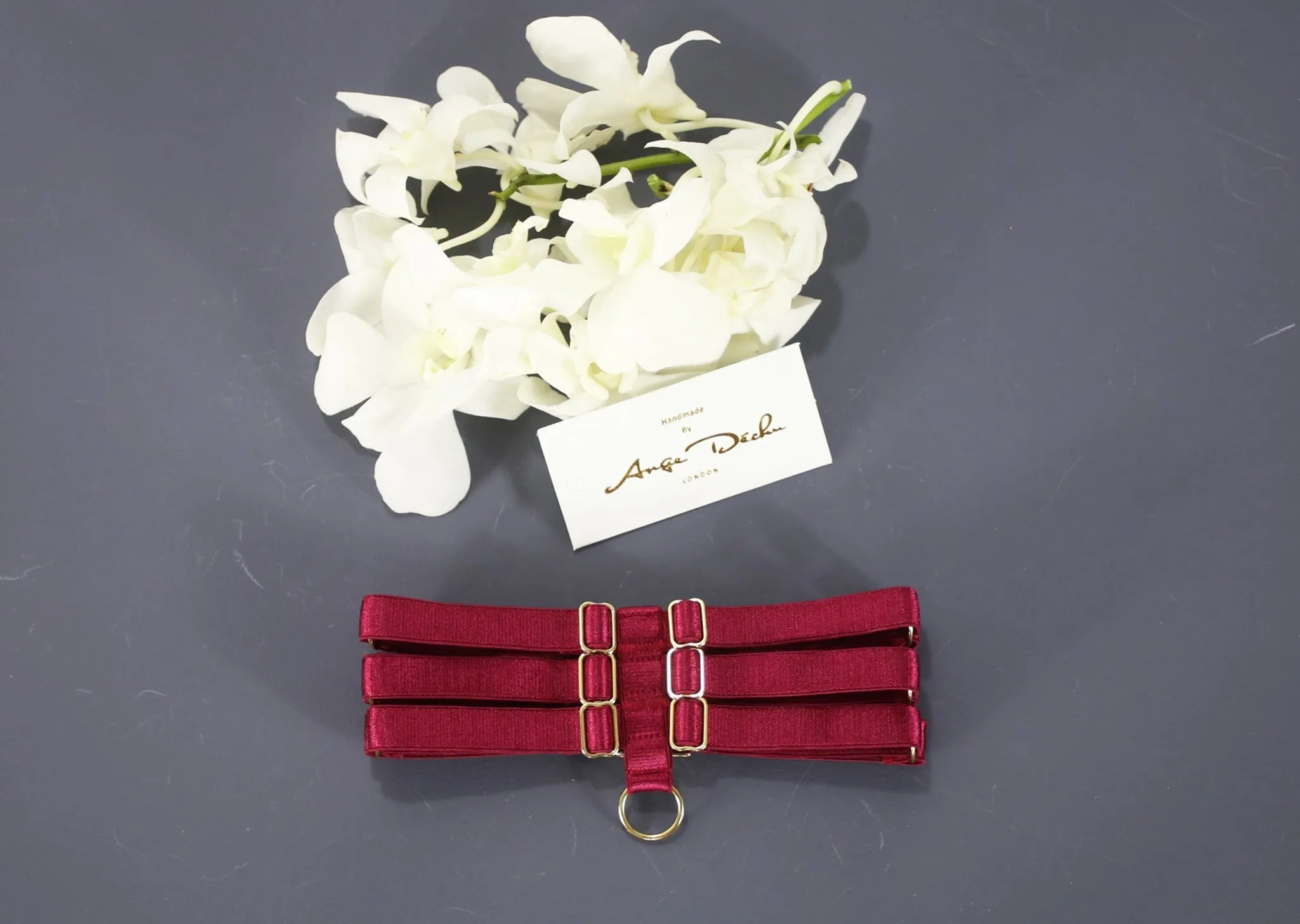 Choker red sexy boudoir body harness dance club wear