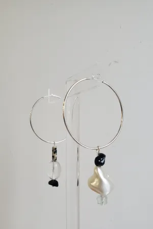 Confetti Hoop Earrings - Sterling Silver natural multi