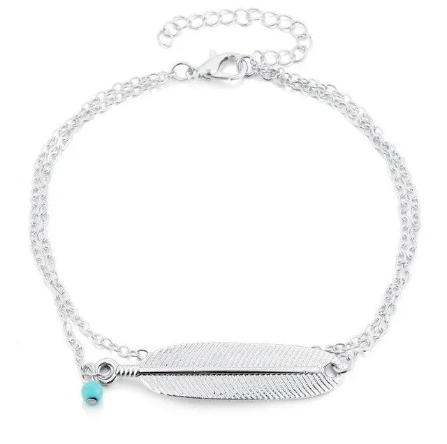 Double Layer Anklet Chains For Woman