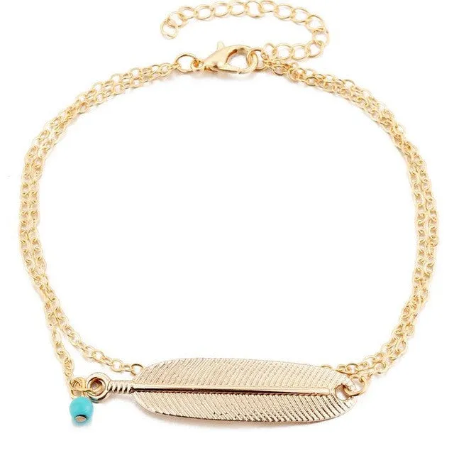 Double Layer Anklet Chains For Woman