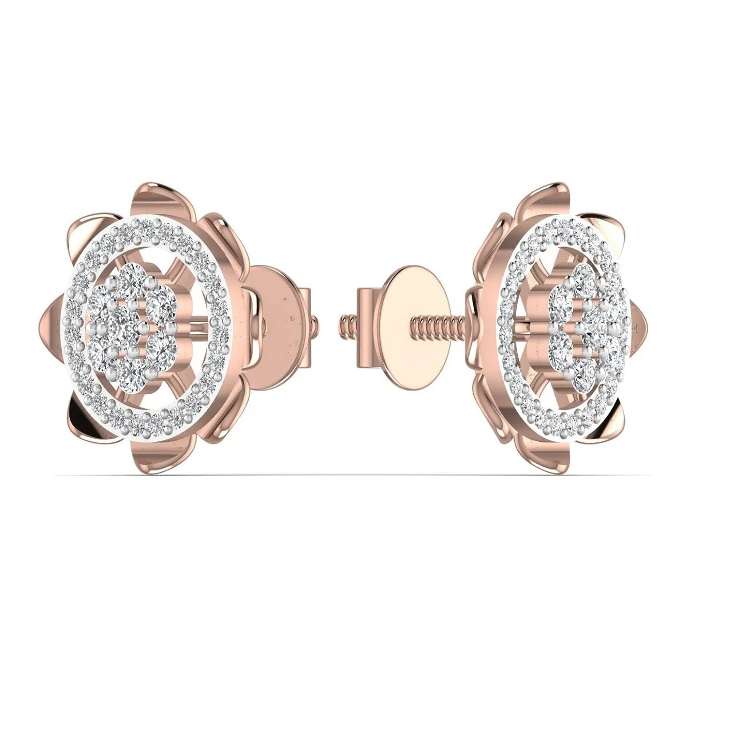 Elegant Sun Design Silver Stud Earrings