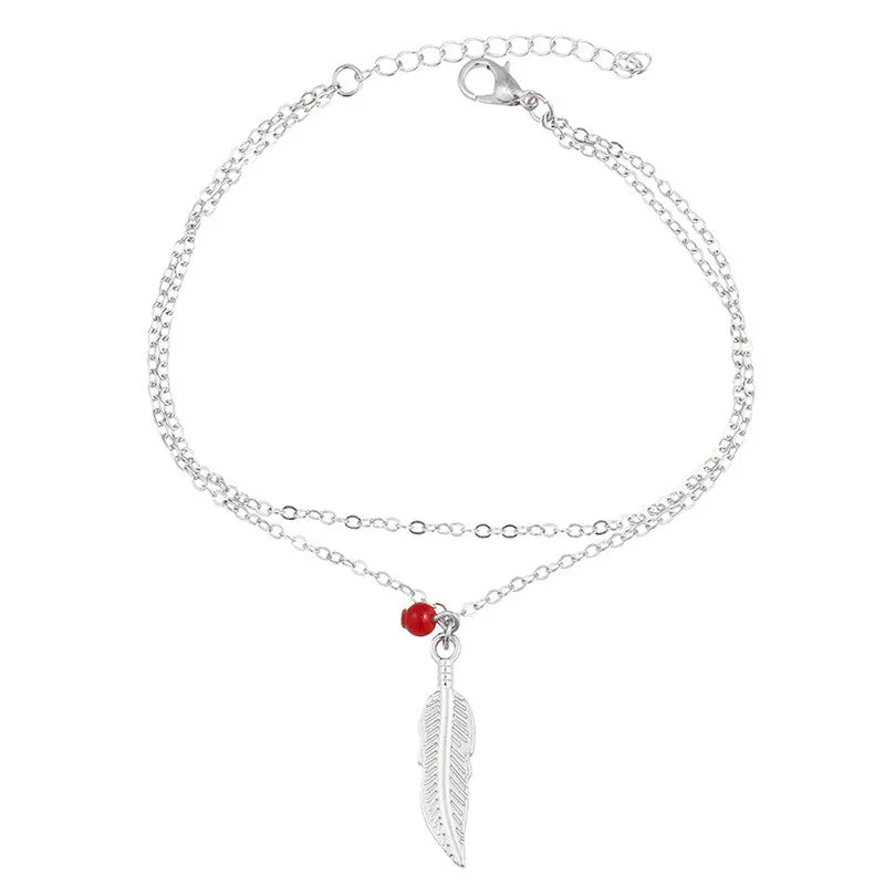Feather Leave Barefoot Anklet For Women