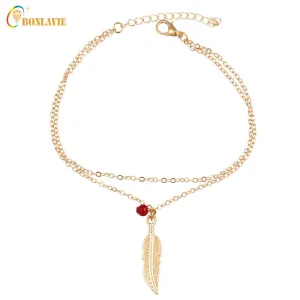 Feather Leave Barefoot Anklet For Women