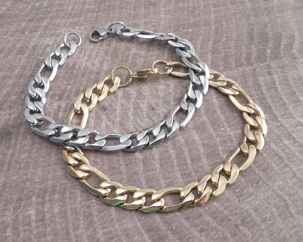 Figaro Chain Stainless Steel Necklace Gold