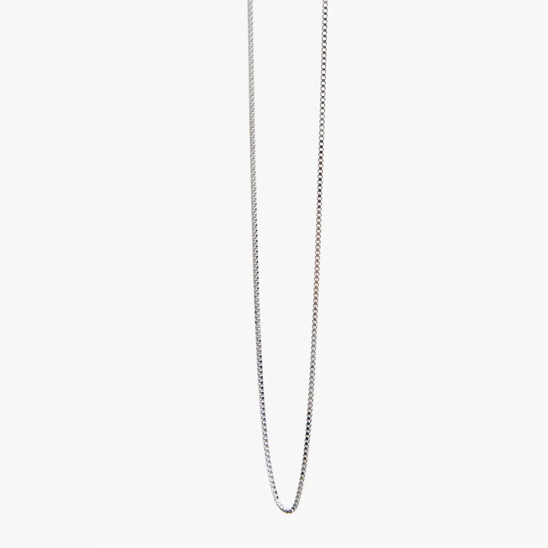 Fine Box Chain Necklace 16" (Sterling Silver)