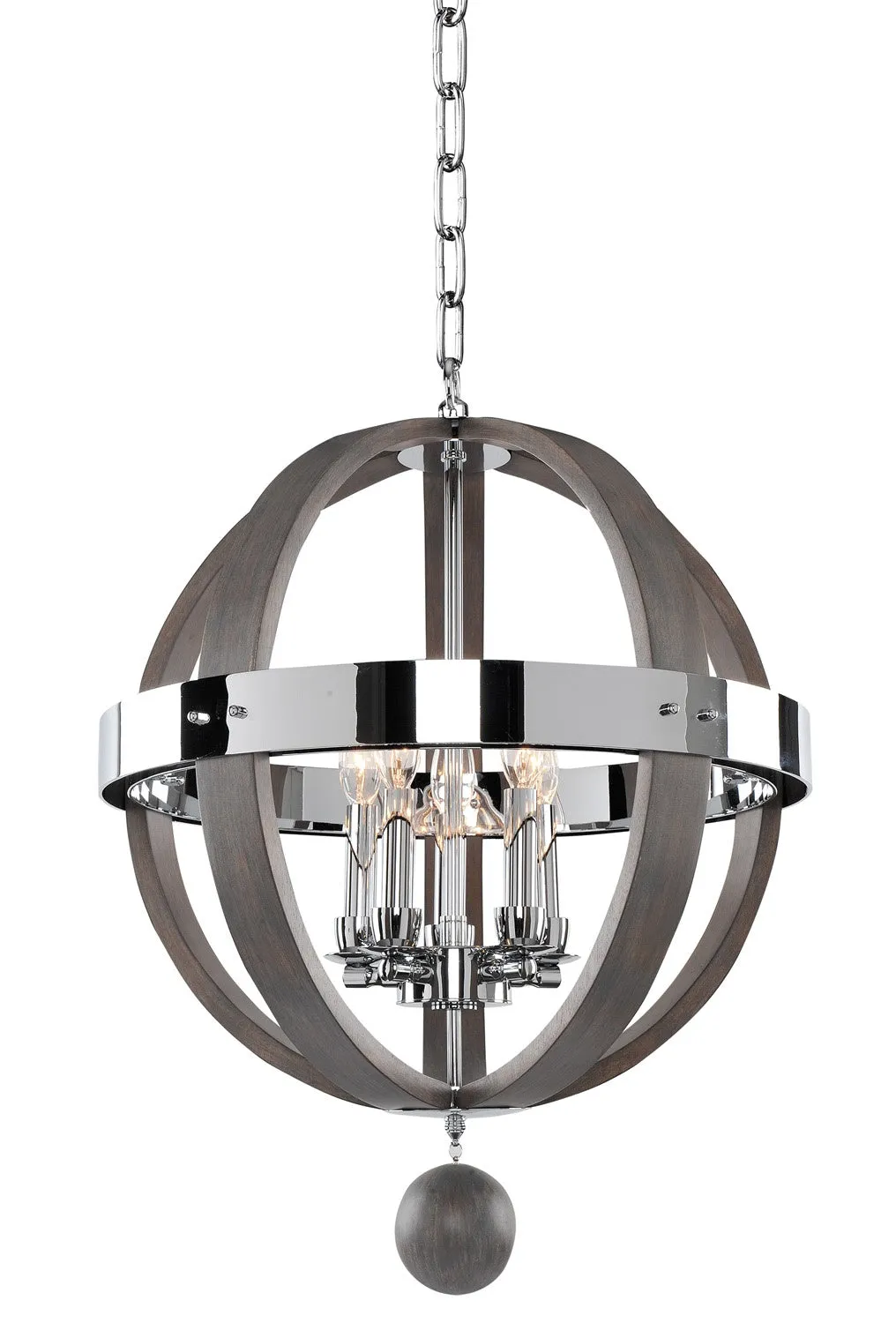 Five Light Pendant from the Sharlow Collection in Chrome Finish by Kalco
