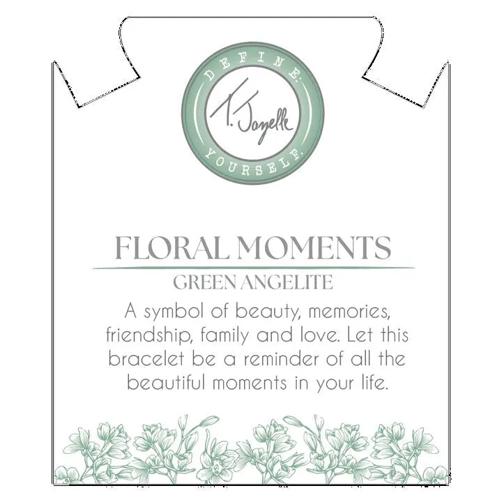 Floral Moments Bracelet- Green Angelite and Orchid Painted Porcelain Beads