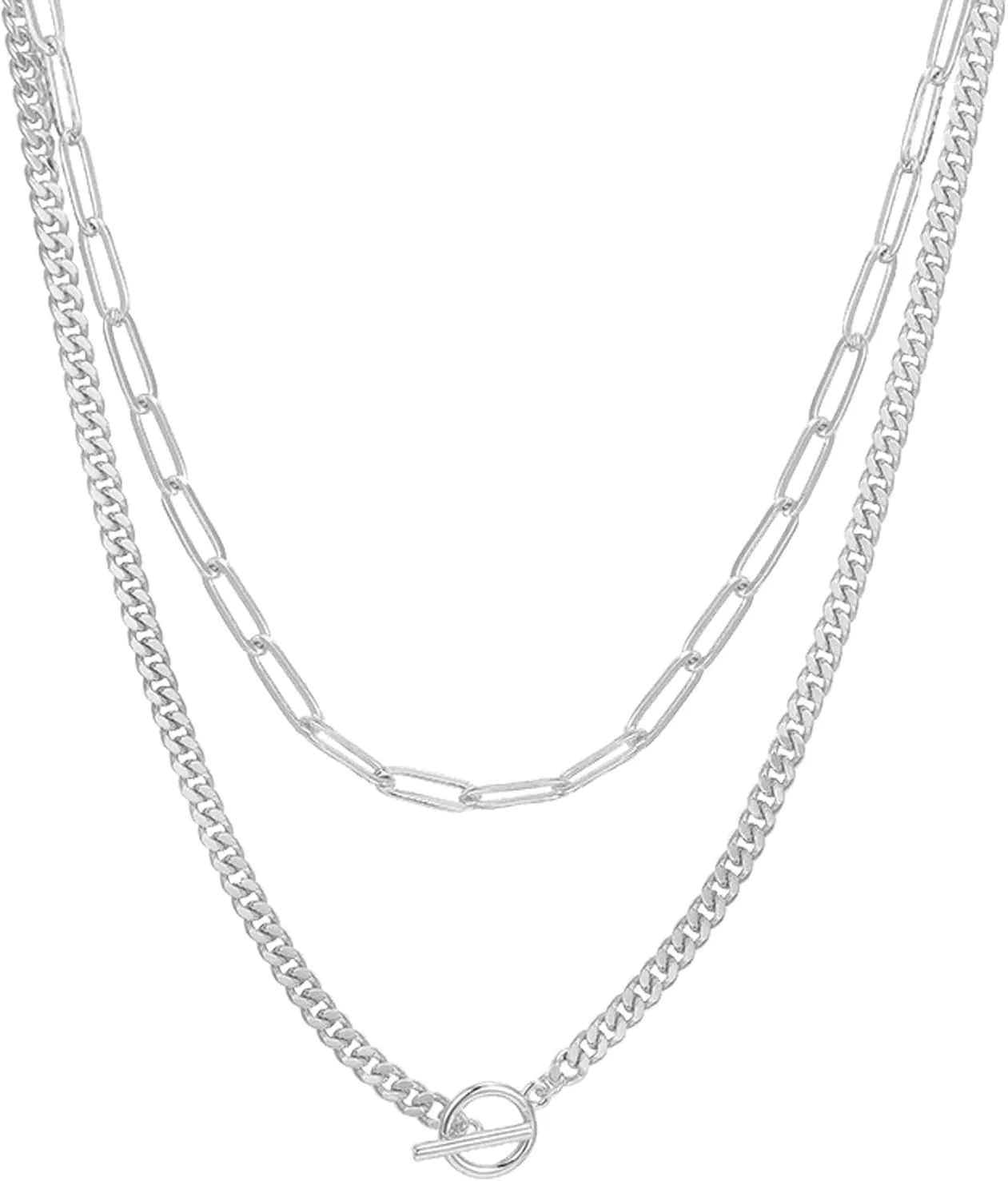 Gold Layered Necklaces for Women 14K Gold Plated Gold Chain Necklace Dainty Paperclip Chain Trendy Chunky Cuban Necklace Jewelry Gifts for Family Friends