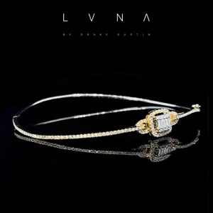 Golden Cushion Paved Diamond Bracelet 14kt