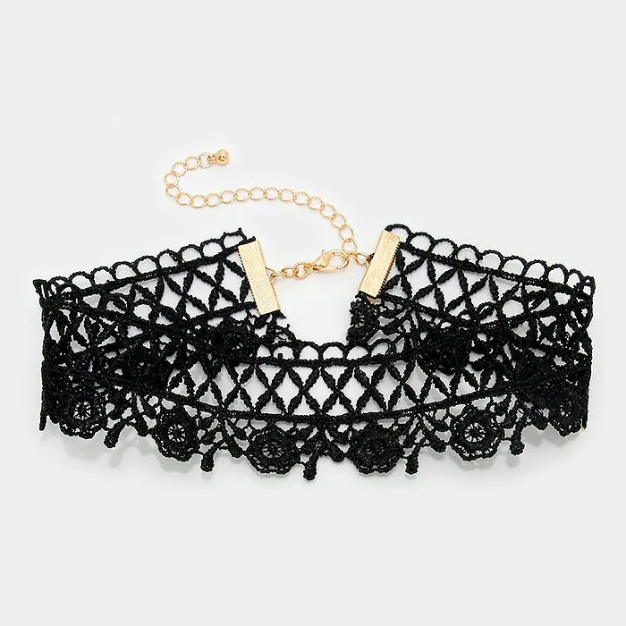 iLLASPARKZ Floral lace net choker necklace