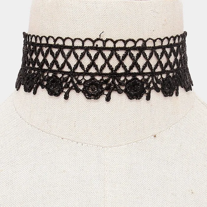 iLLASPARKZ Floral lace net choker necklace