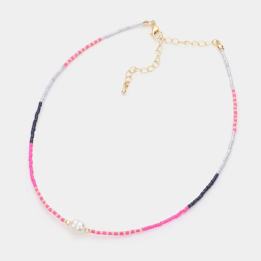 iLLASPARKZ Freshwater Pearl Accented Beaded Choker Necklace