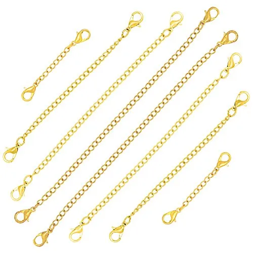 Mandala Crafts Stainless Steel Necklace Extender Bracelet Extender Chain with Double Lobster Clasps, Set of 8 Pieces