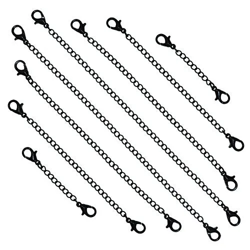 Mandala Crafts Stainless Steel Necklace Extender Bracelet Extender Chain with Double Lobster Clasps, Set of 8 Pieces
