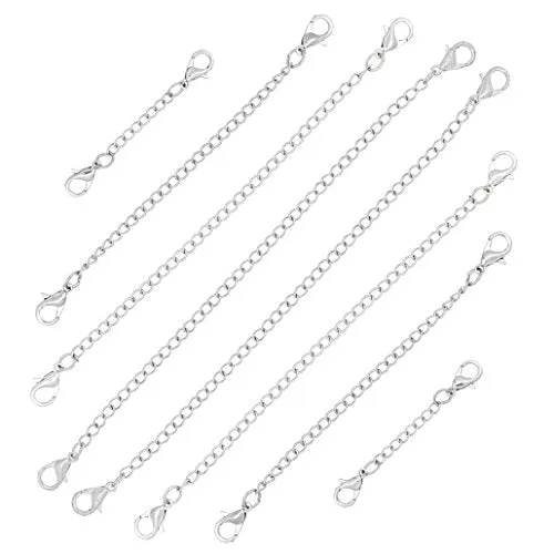 Mandala Crafts Stainless Steel Necklace Extender Bracelet Extender Chain with Double Lobster Clasps, Set of 8 Pieces