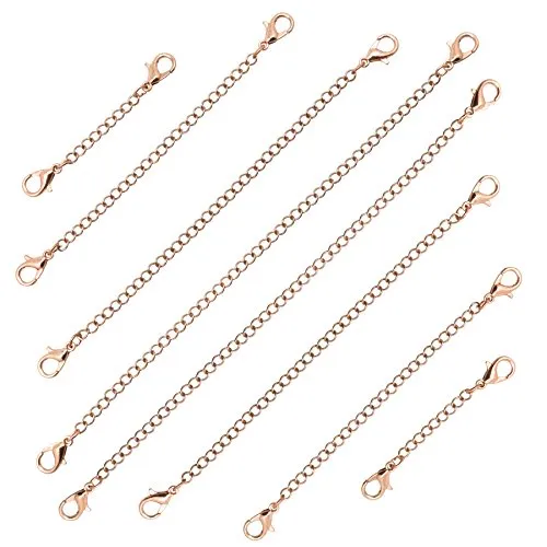 Mandala Crafts Stainless Steel Necklace Extender Bracelet Extender Chain with Double Lobster Clasps, Set of 8 Pieces