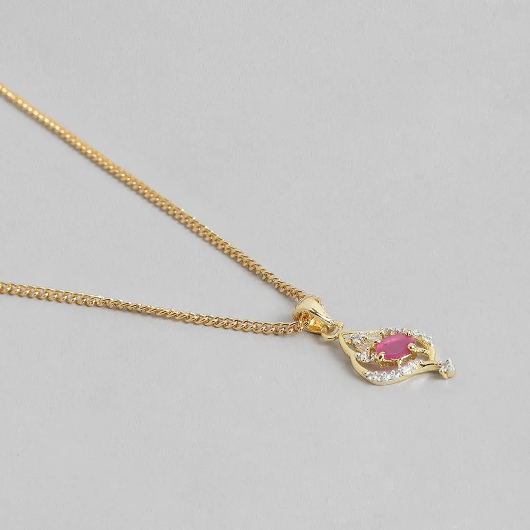 Modern Gold and silver plated American diamond Caught in a wave ruby Necklace