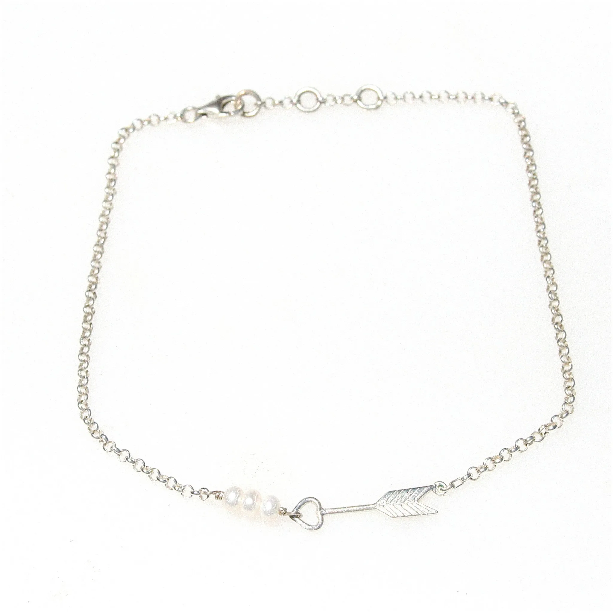 Pearl Tide Arrow Anklet Silver