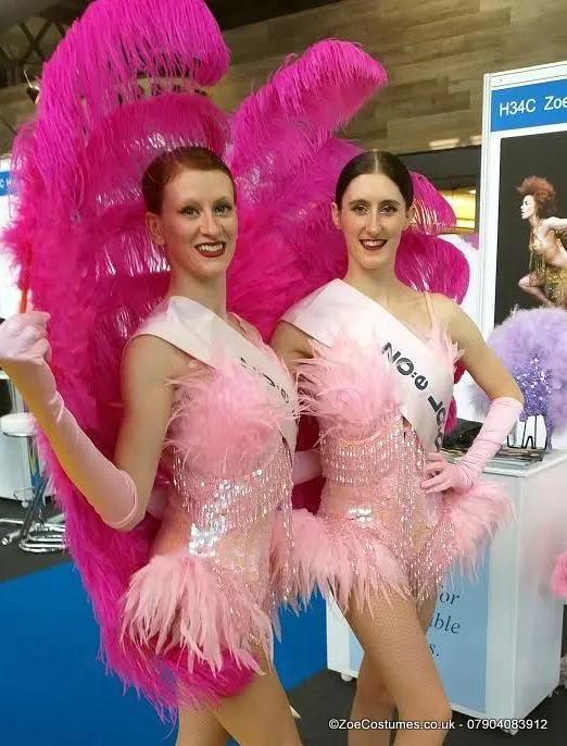 Pink Burlesque Feather Fans for Hire | Zoe London Dance Costumes Hire
