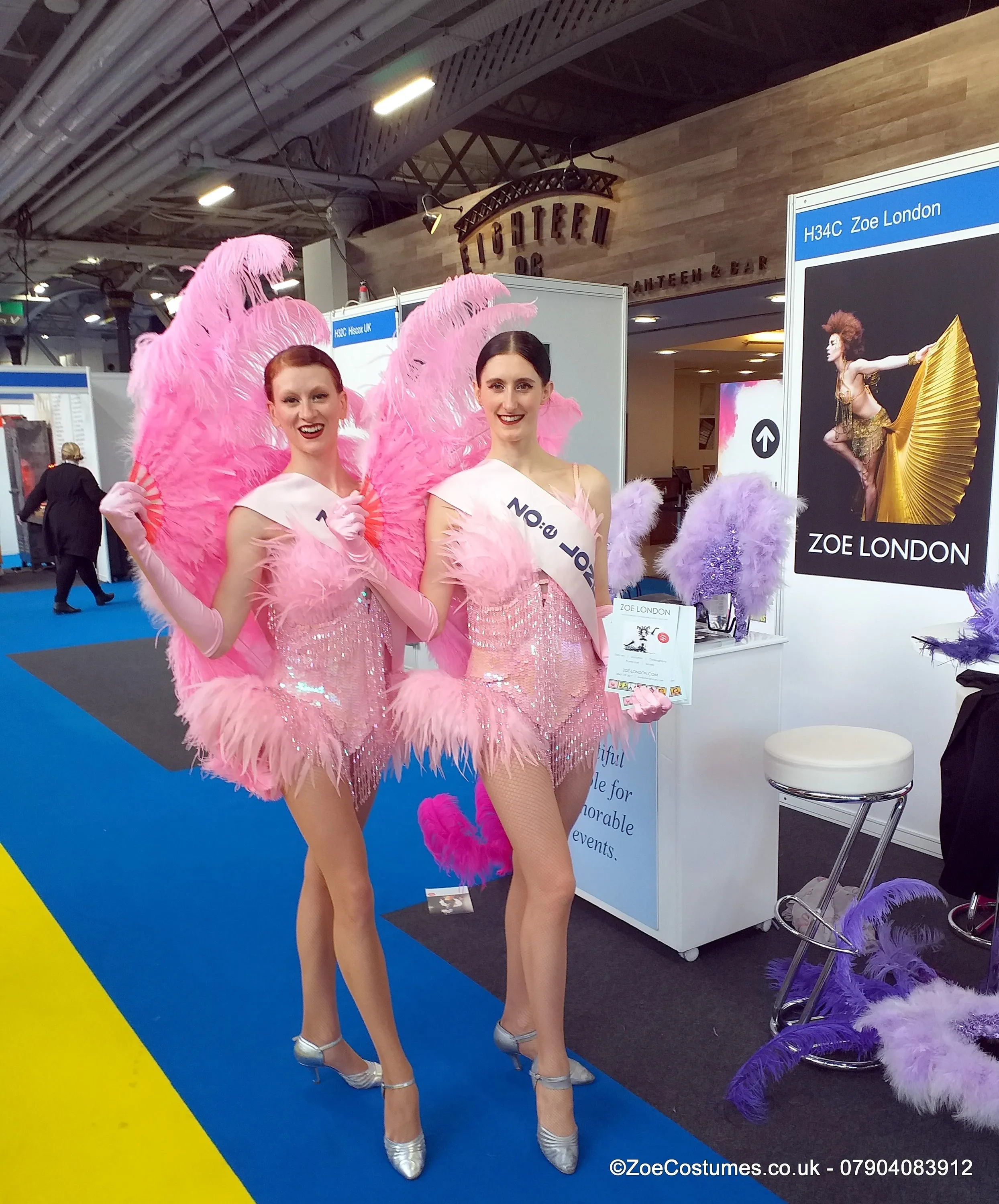 Pink Burlesque Feather Fans for Hire | Zoe London Dance Costumes Hire