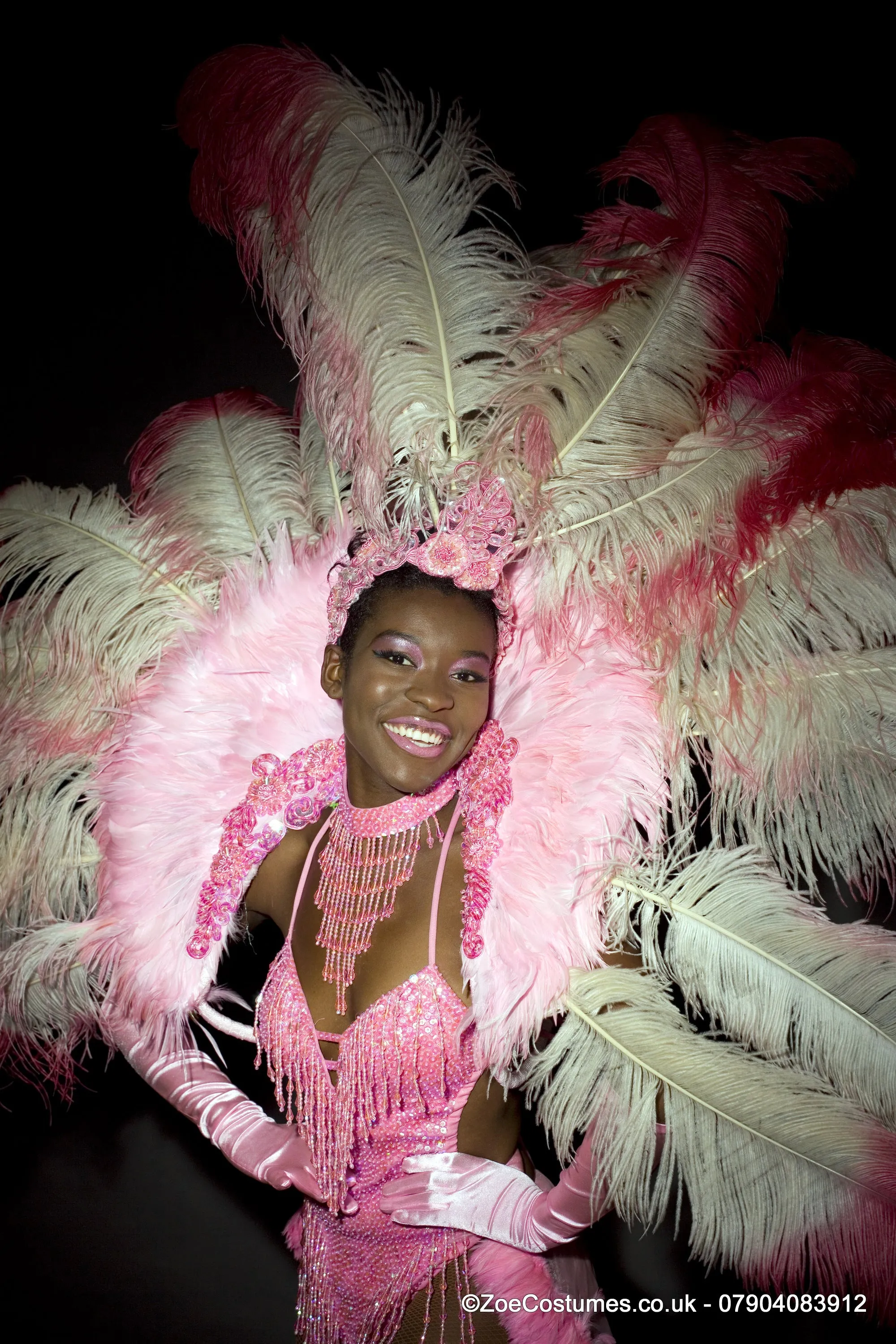 Pink Burlesque Feather Fans for Hire | Zoe London Dance Costumes Hire