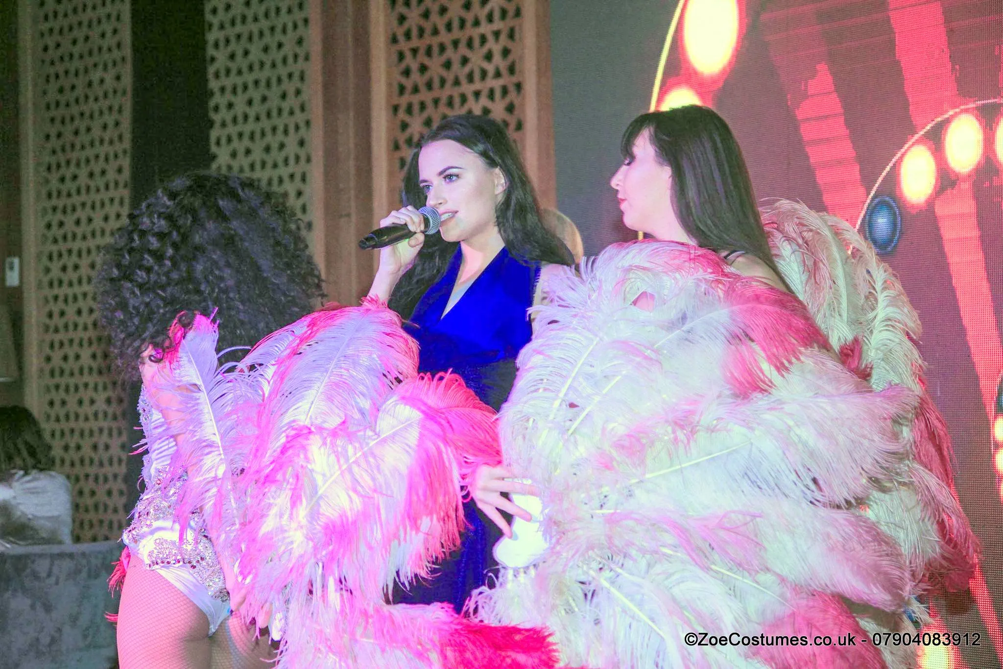 Pink Burlesque Feather Fans for Hire | Zoe London Dance Costumes Hire