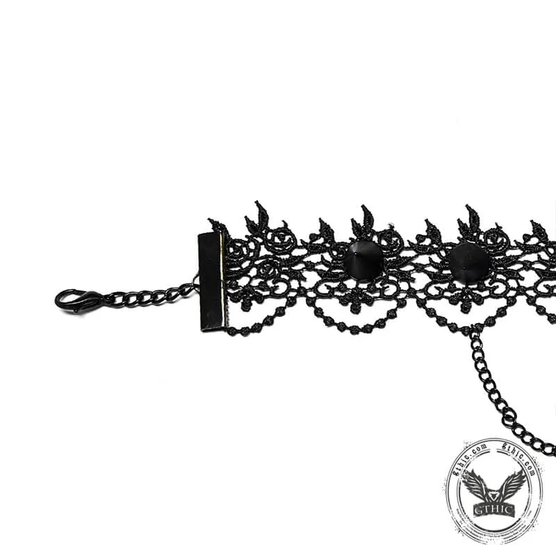 Raven Skull Flower Polyester Gothic Choker Necklace