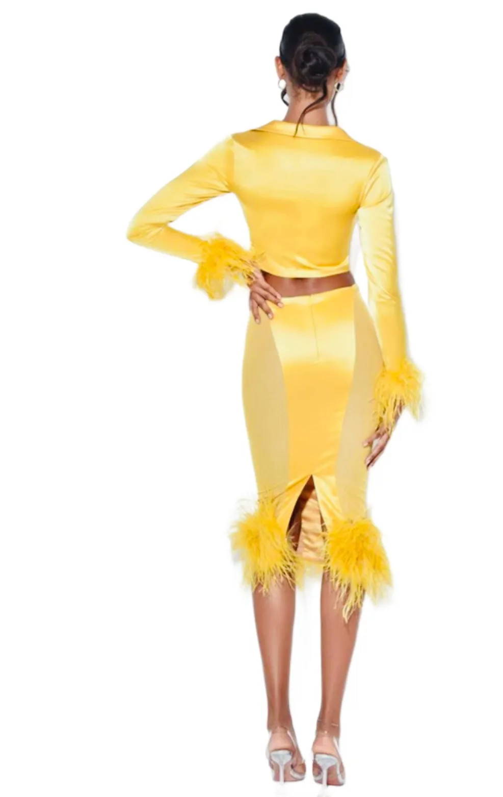 Rich Miss feather skirt set