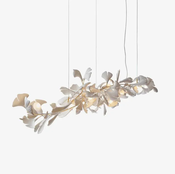 Rylight Linear Ginkgo Ceramic Chandelier for Dining Room/Kitchen island