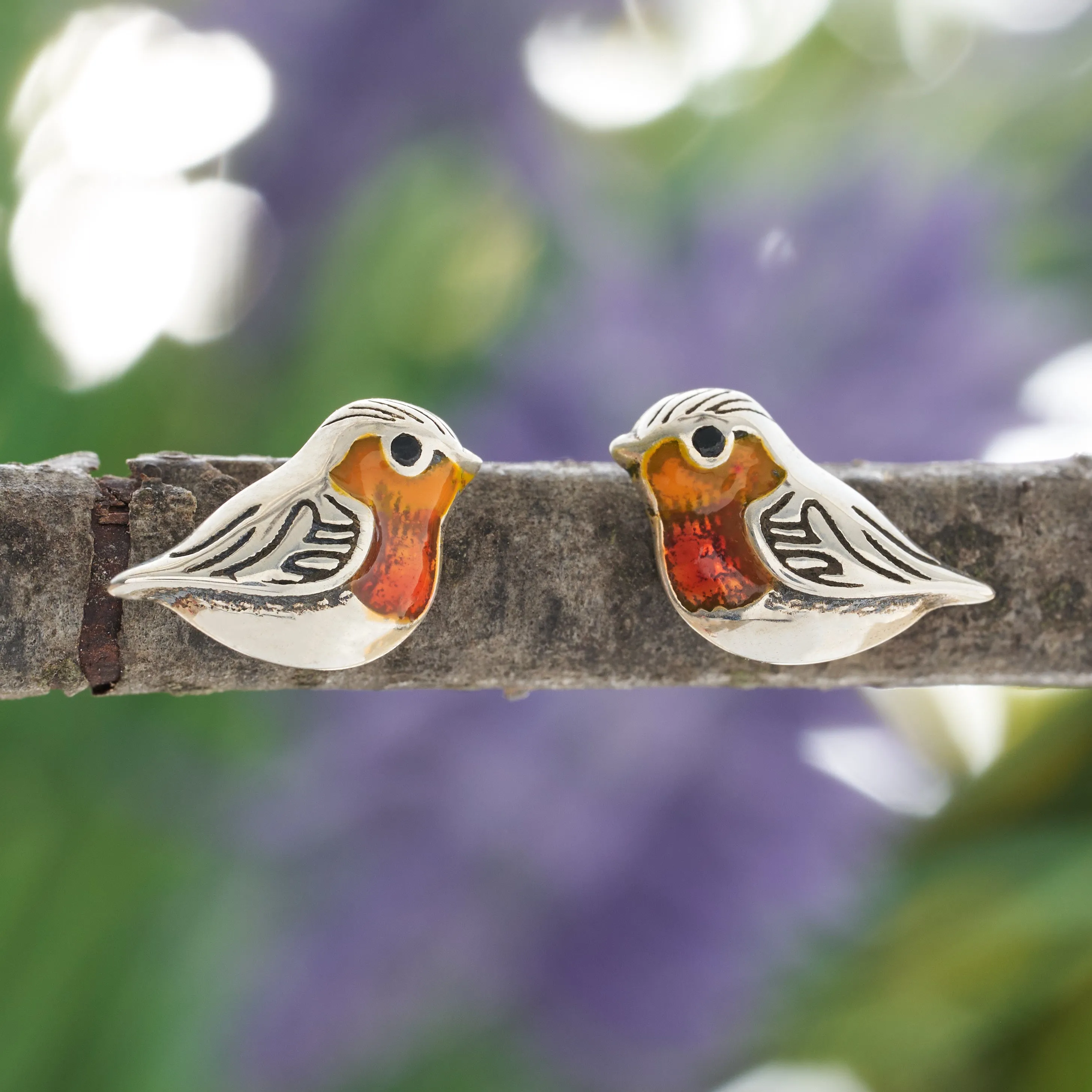 Sterling Silver Little Robin Studs