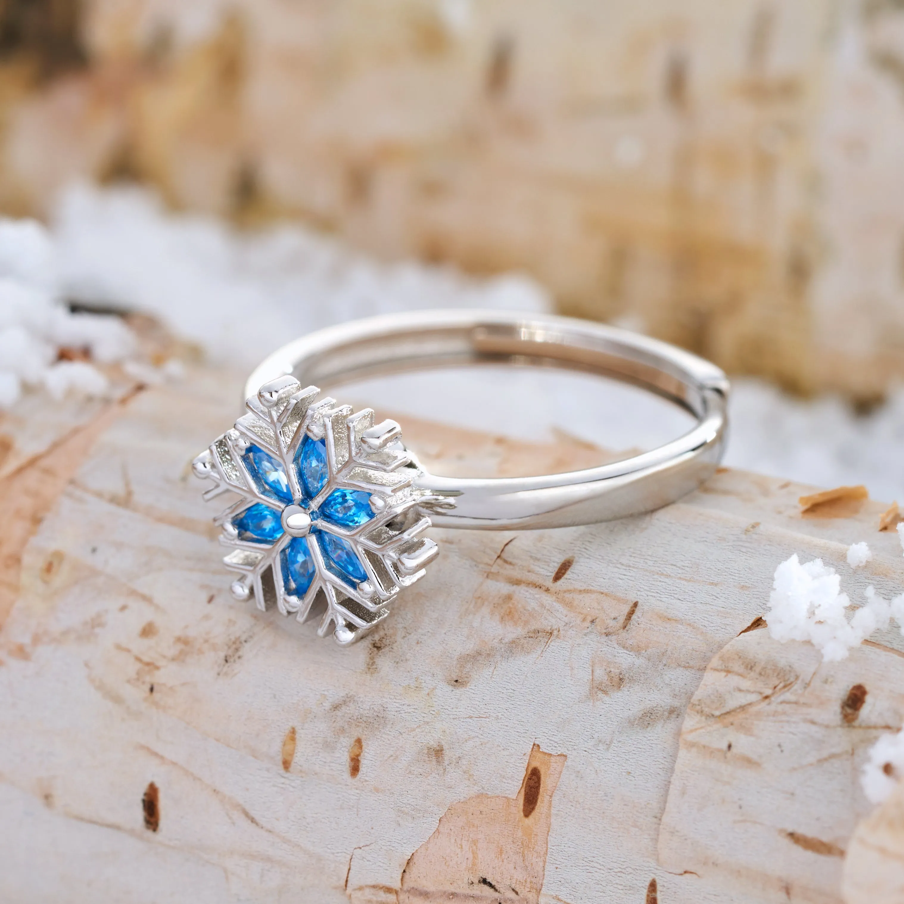 Sterling Silver Snowflake Fidget Ring