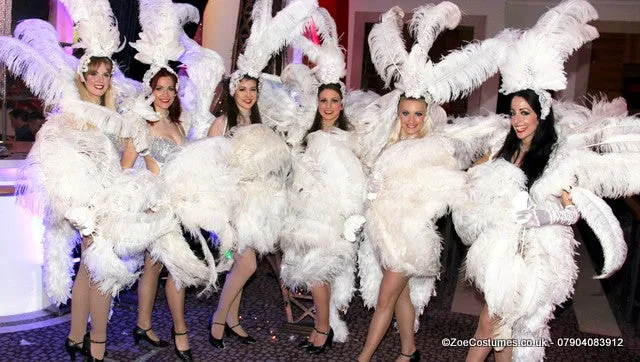 Turquoise and white Vintage Feather Fans for Hire | Zoe London Dance Costumes Hire