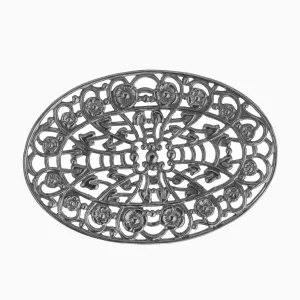 Vintage silver plated steel filigree ornament 56x39mm. Pkg. of 1. b9-0581-1